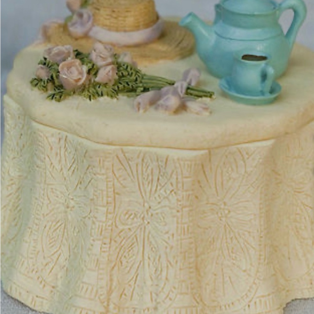 Handcrafted Cream Glass Art Table Sculpture with Pastel Accents